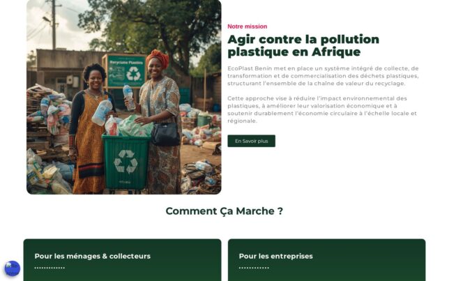 Screenshot der Website von Action EcoBenin / EcoPlast Benin
