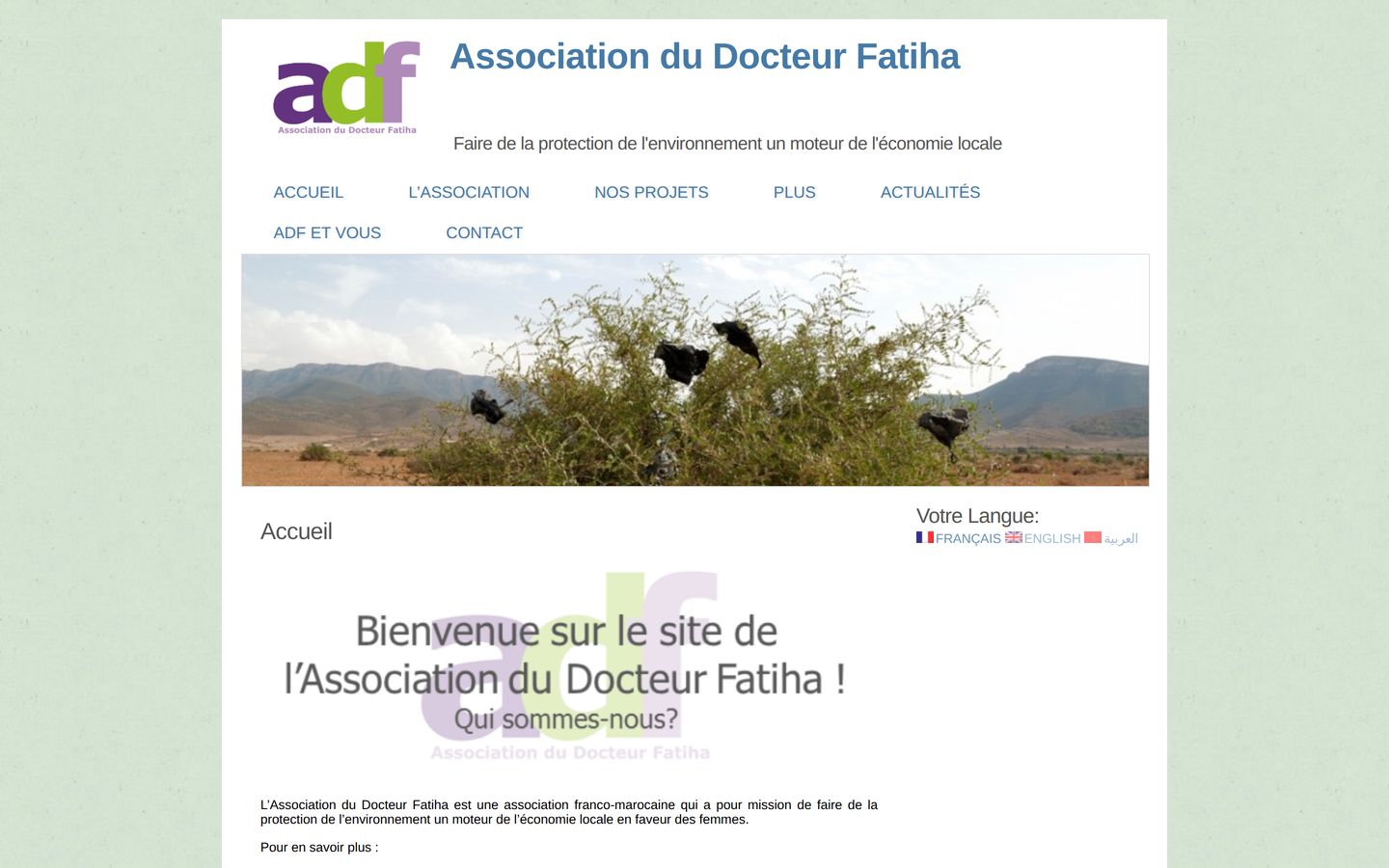 Screenshot der Website von Association du Docteur Fatiha