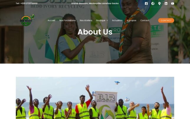 Screenshot der Website von BIR Wast (Bedd Ivoiry Recycling Wast)