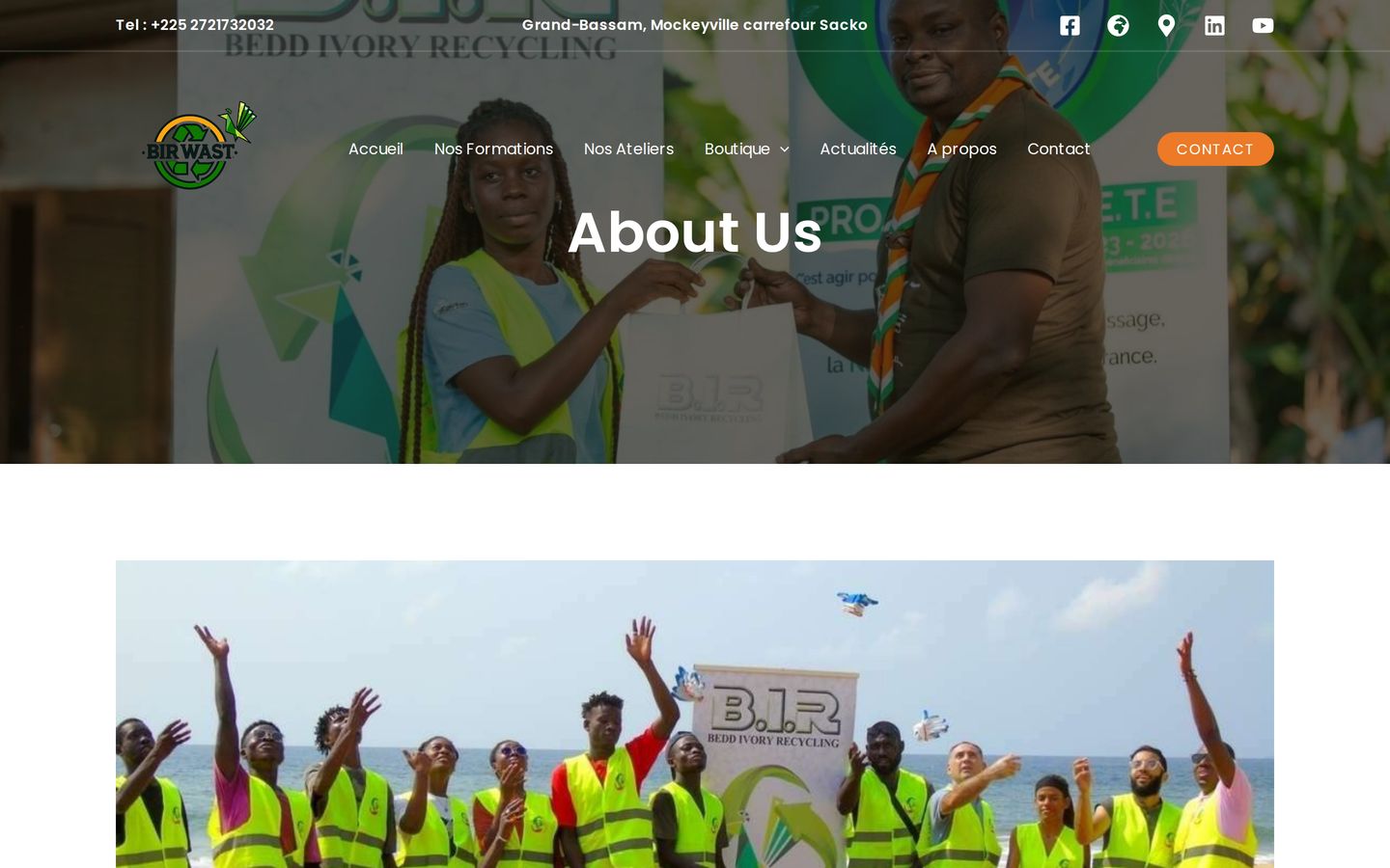Screenshot der Website von BIR Wast (Bedd Ivoiry Recycling Wast)