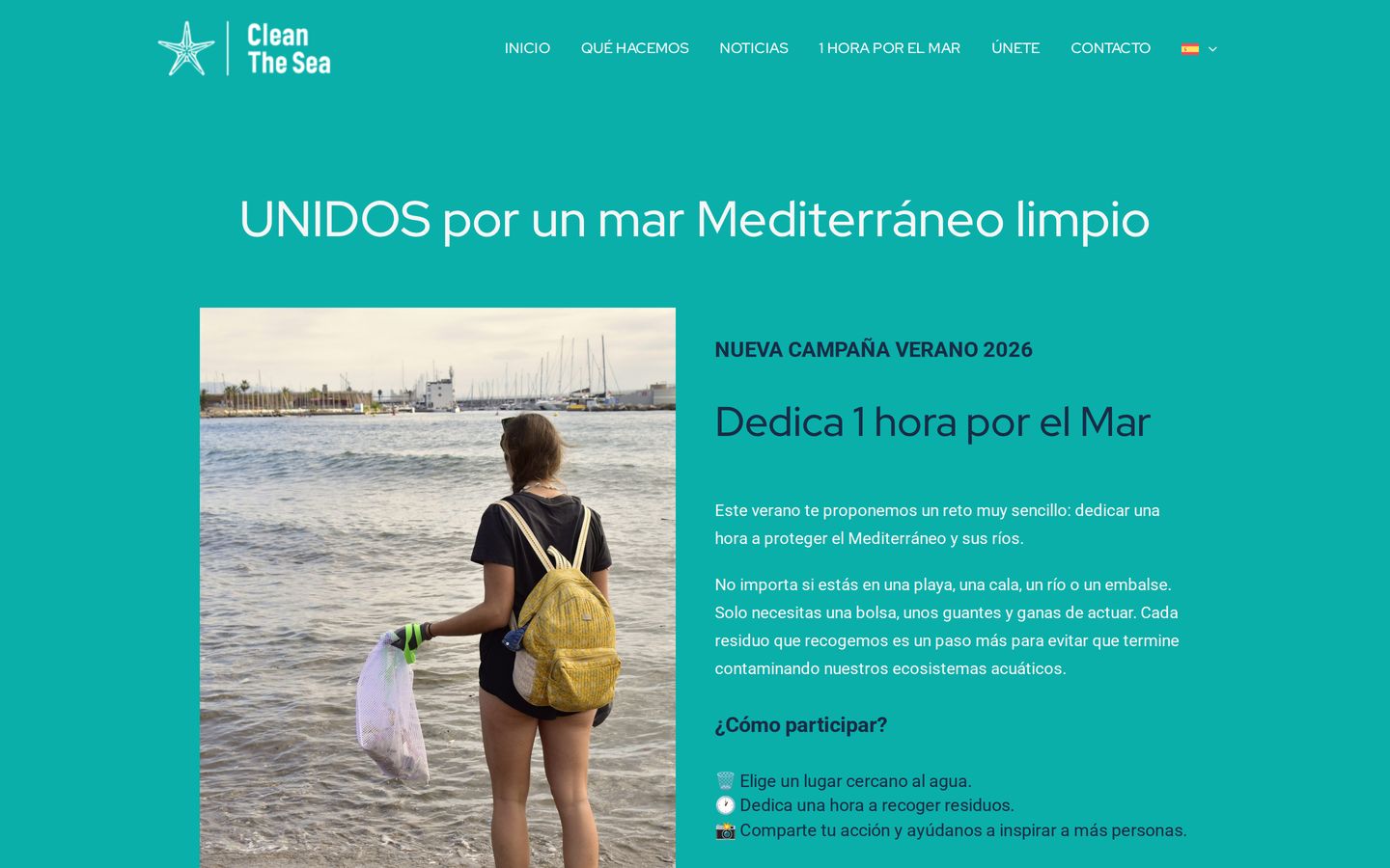 Screenshot der Website von Clean The Sea