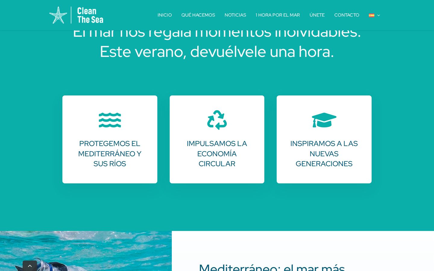 Screenshot der Website von Clean The Sea