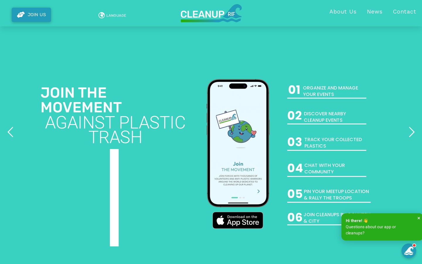 Screenshot der Website von CleanUpRif