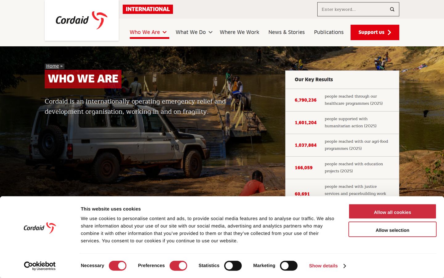 Screenshot der Website von Cordaid