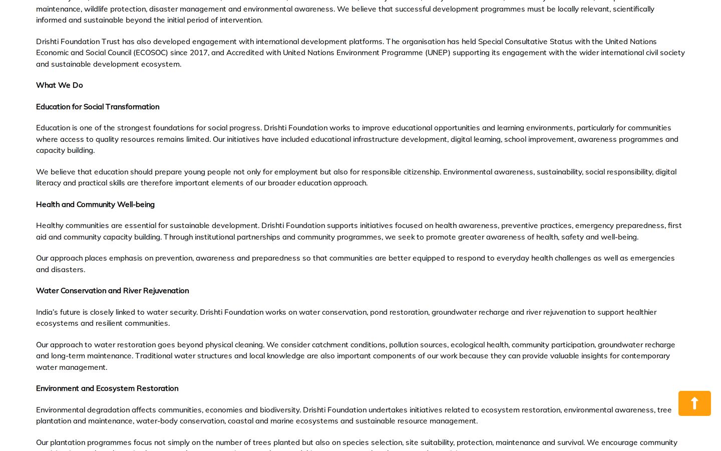 Screenshot der Website von Drishti Foundation Trust