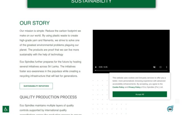 Screenshot der Website von Eco Spindles (Private) Limited