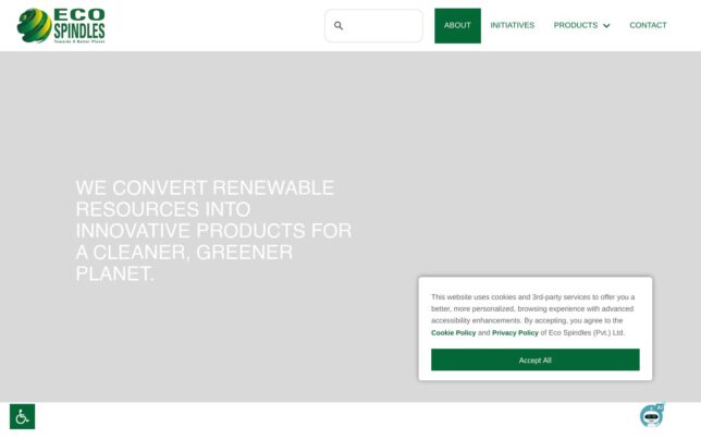 Screenshot der Website von Eco Spindles (Private) Limited