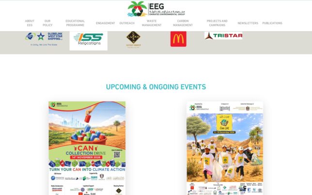 Screenshot der Website von Emirates Environmental Group (EEG)