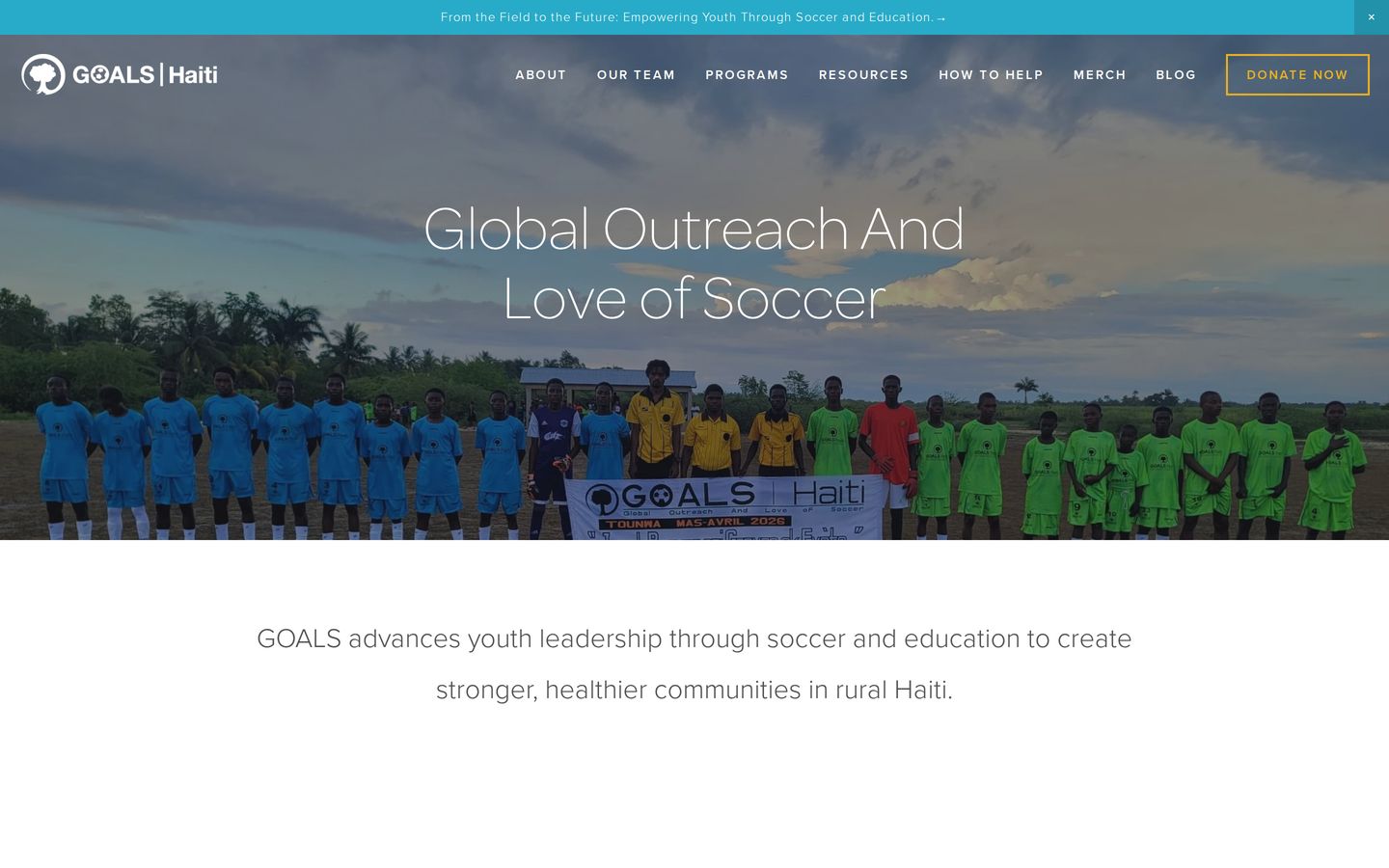Screenshot der Website von GOALS Haiti