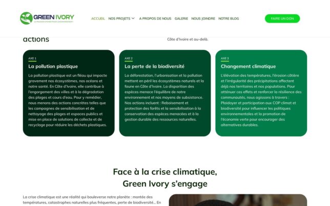 Screenshot der Website von Green Ivory
