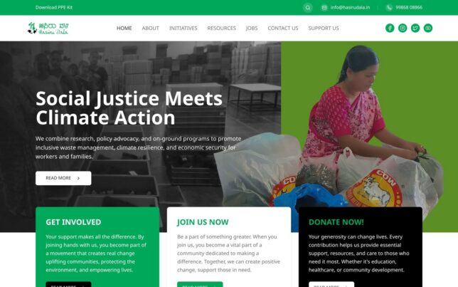 Screenshot der Website von Hasiru Dala