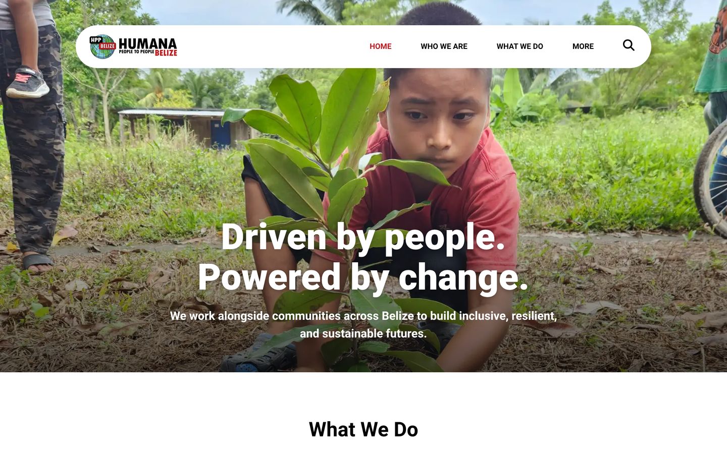 Screenshot der Website von Humana People to People Belize