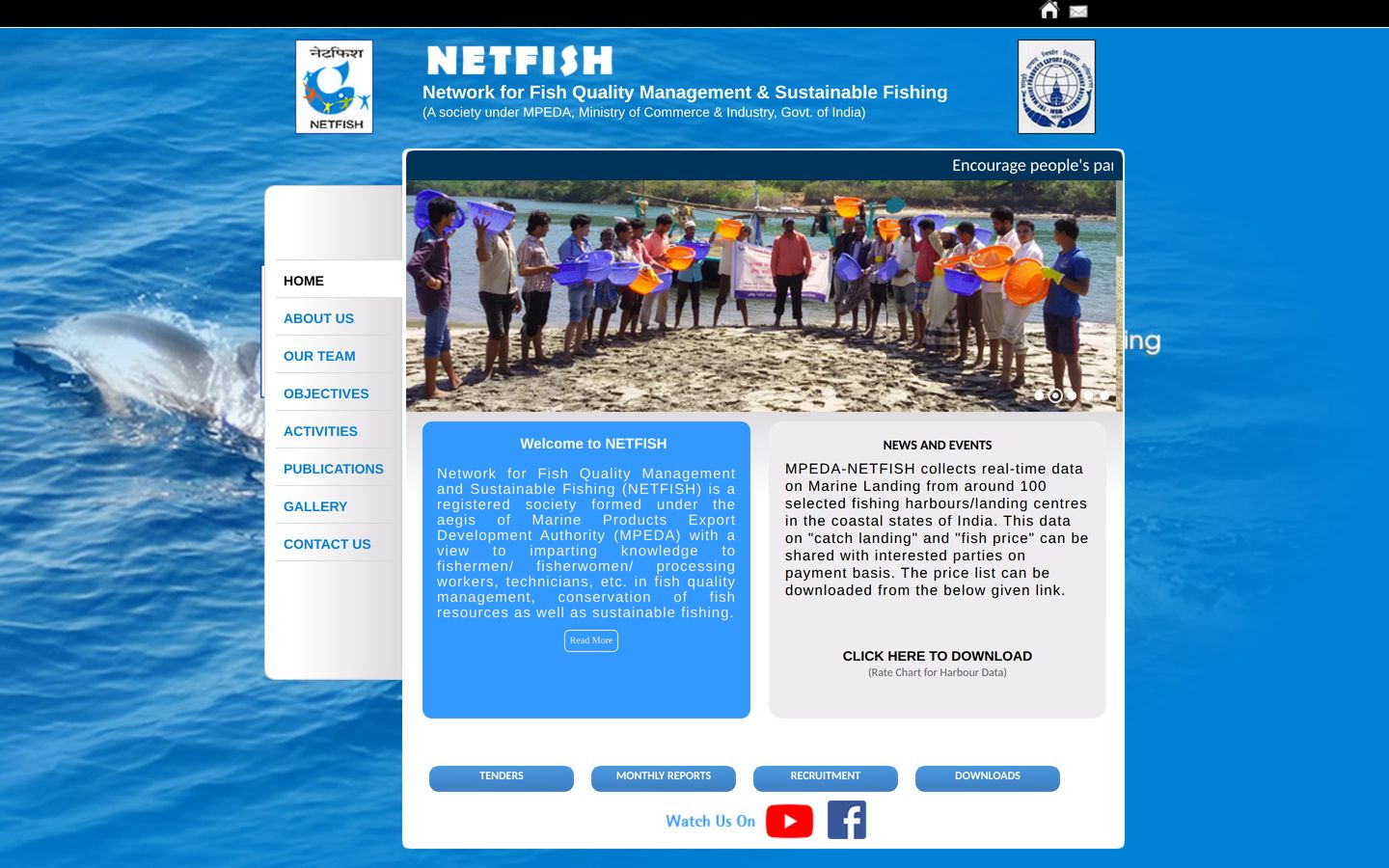 Screenshot der Website von NETFISH (MPEDA)