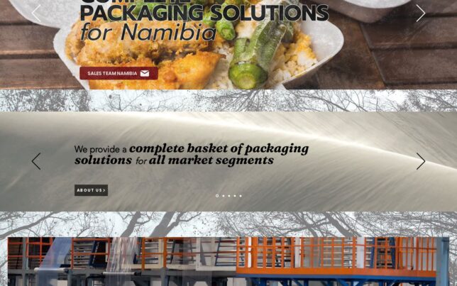 Screenshot der Website von Plastic Packaging Namibia