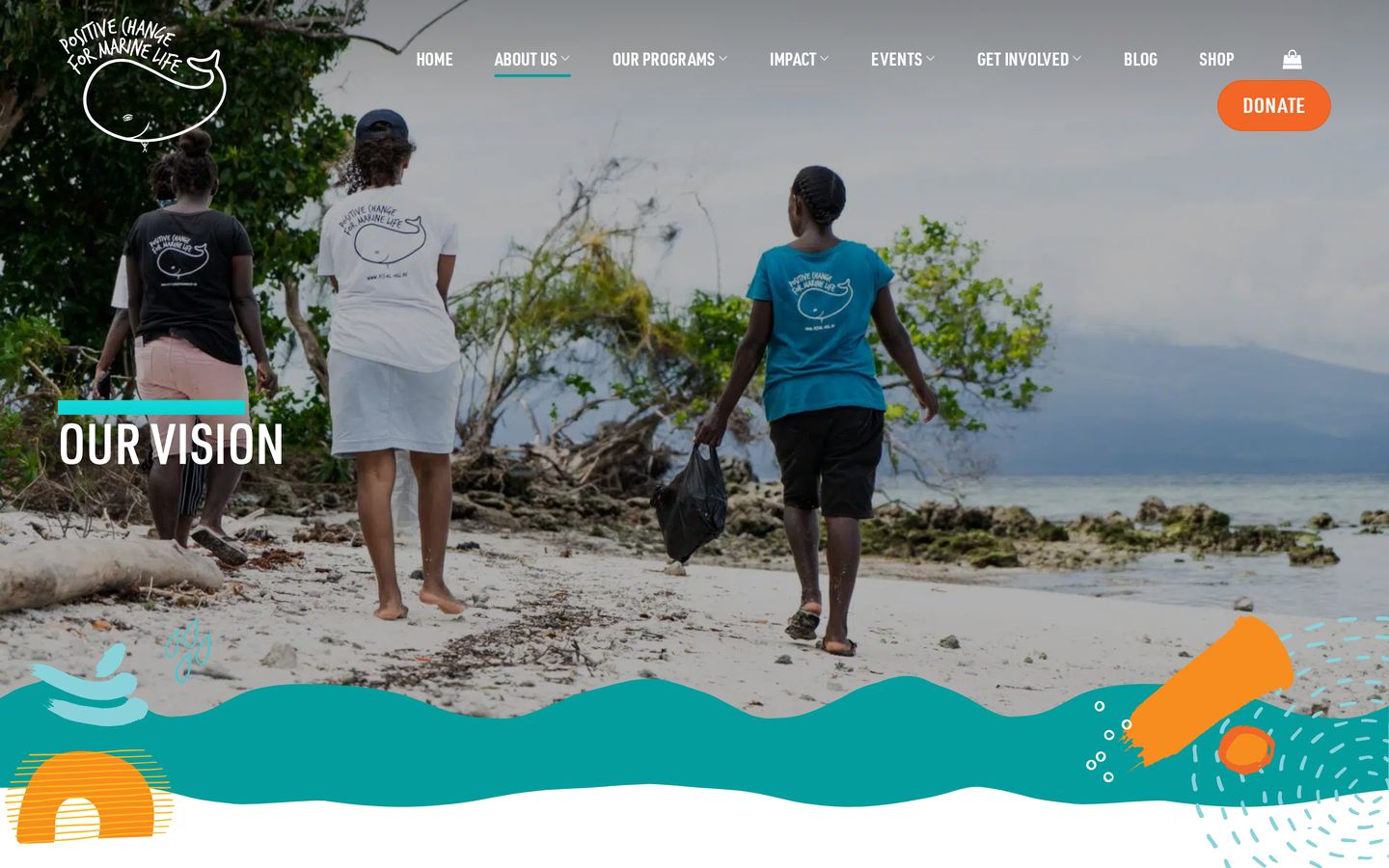 Screenshot der Website von Positive Change for Marine Life