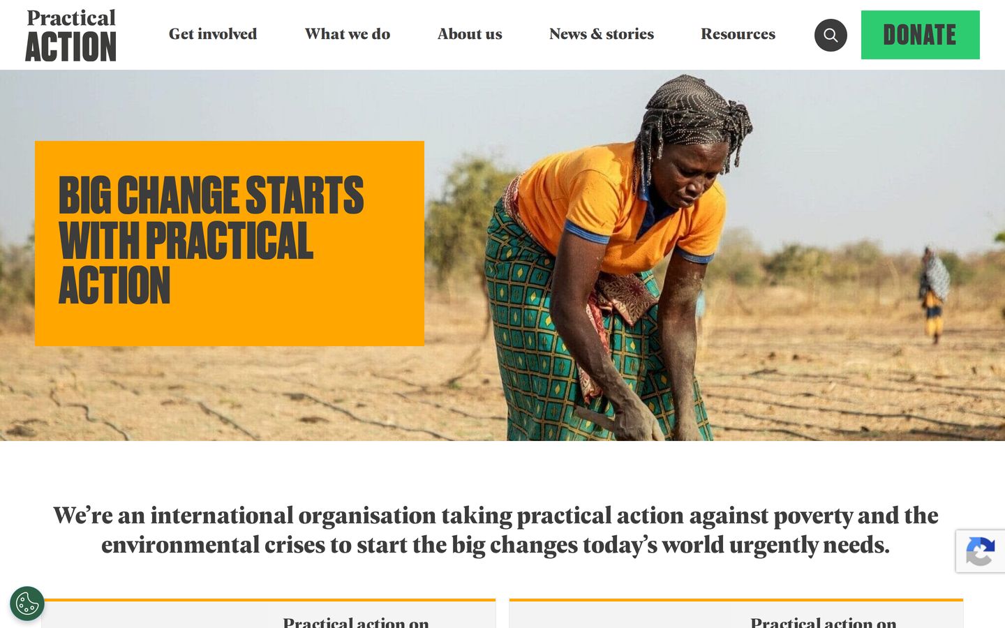Screenshot der Website von Practical Action Bangladesh