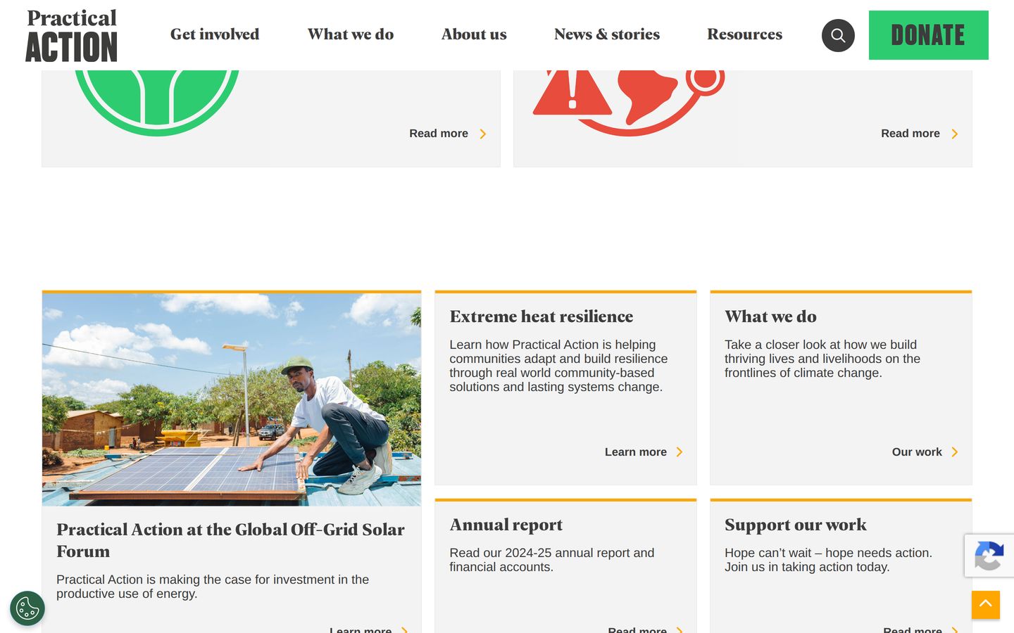 Screenshot der Website von Practical Action Bangladesh