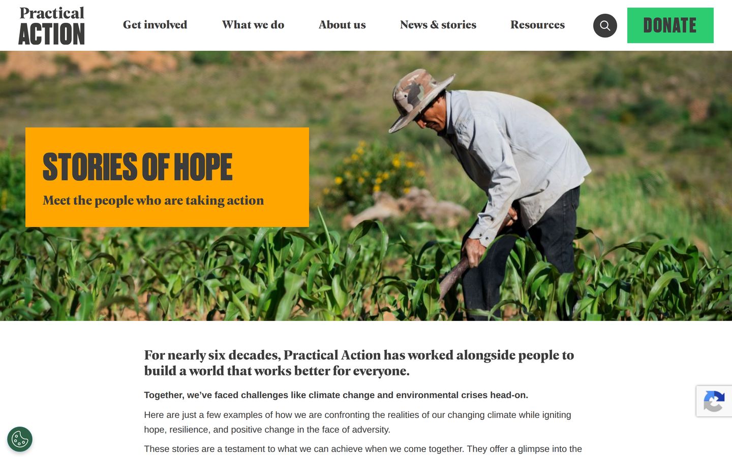 Screenshot der Website von Practical Action Bangladesh