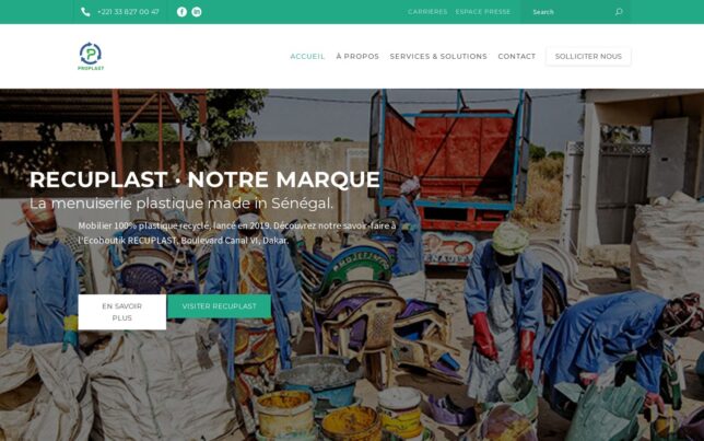 Screenshot der Website von PROPLAST INDUSTRIE