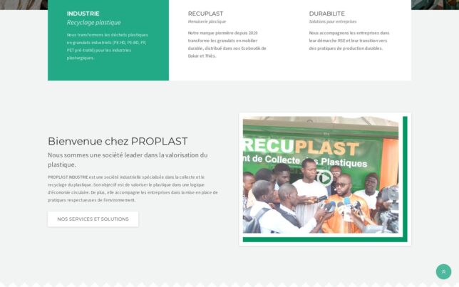 Screenshot der Website von PROPLAST INDUSTRIE