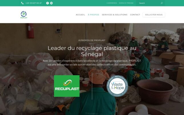 Screenshot der Website von PROPLAST INDUSTRIE