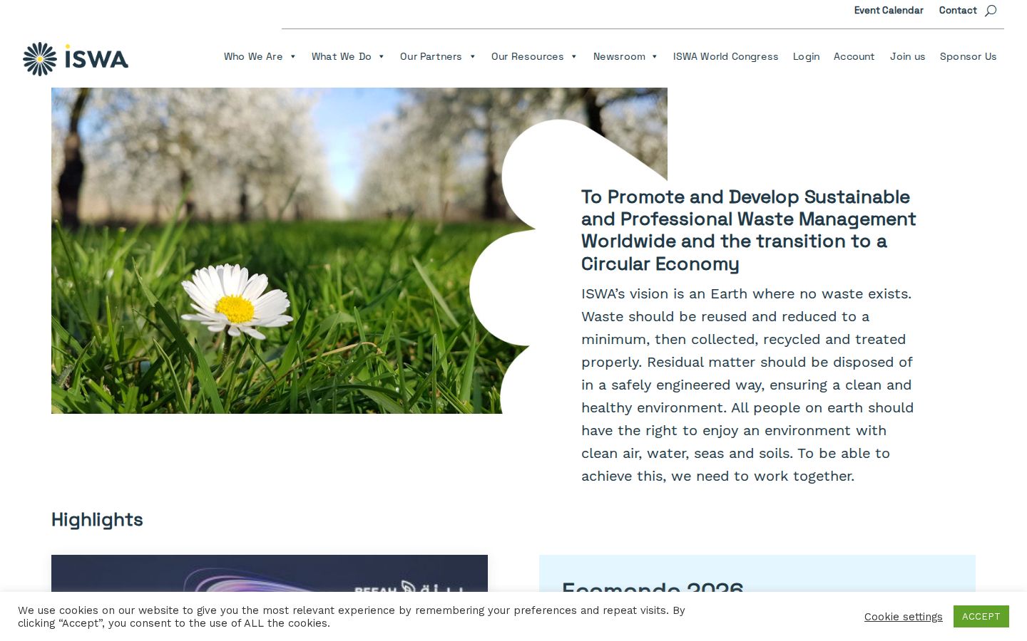 Screenshot der Startseite von ISWA