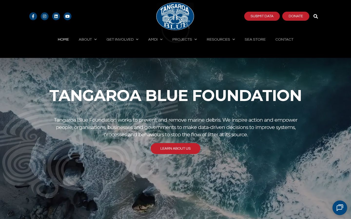 Screenshot der Startseite von Tangaroa Blue
