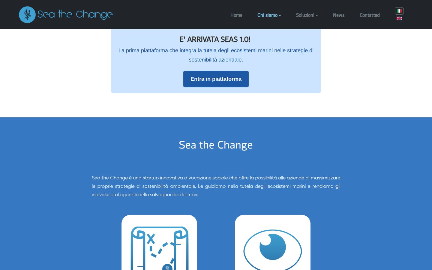Screenshot der Website von Sea the Change