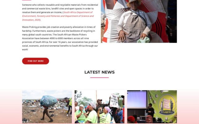 Screenshot der Website von South African Waste Pickers Association (SAWPA)