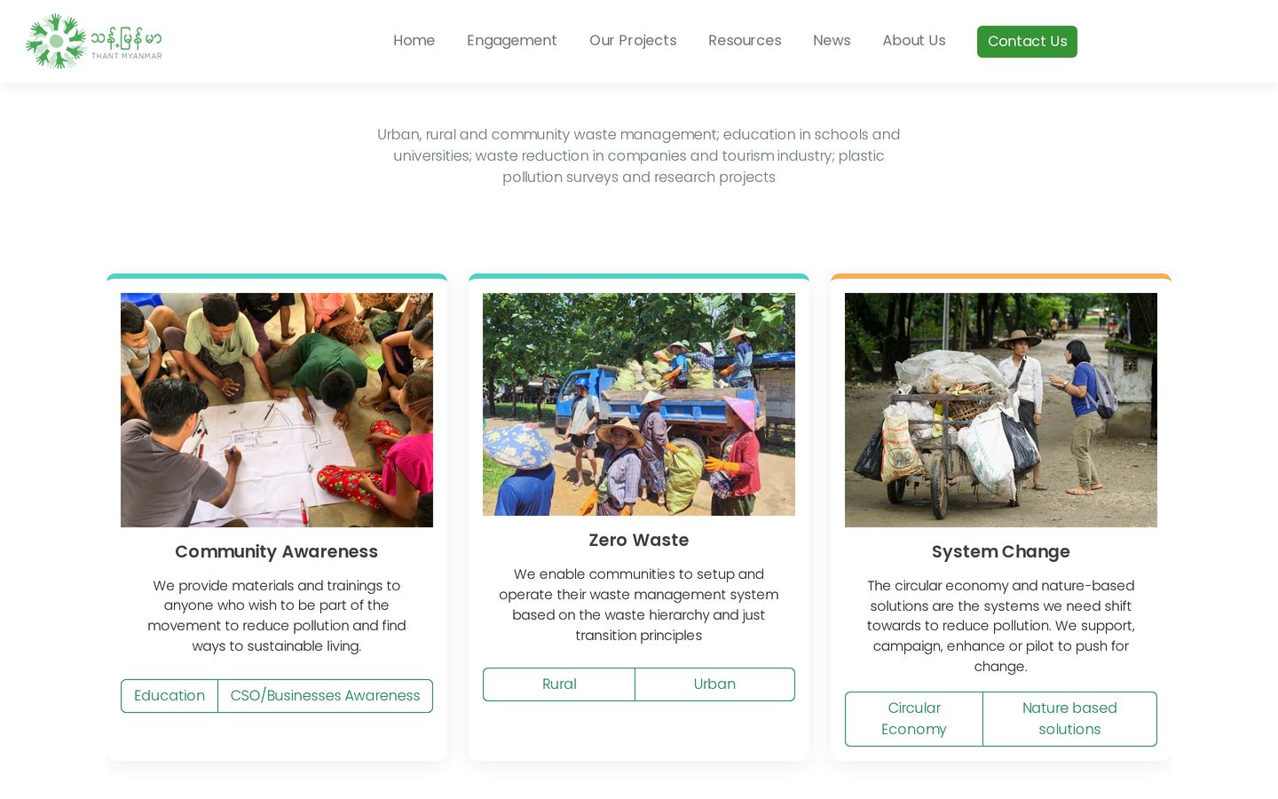 Screenshot der Website von Thant Myanmar