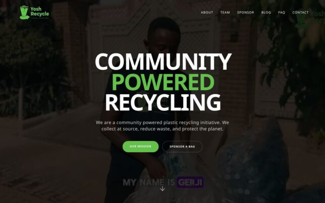 Screenshot der Website von Yosh Recycle
