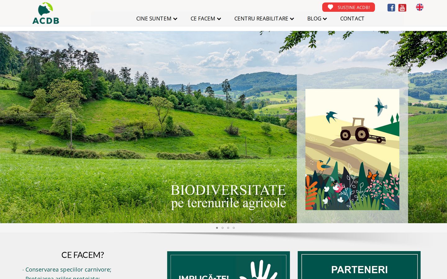 Screenshot der Website von Asociația pentru Conservarea Diversității Biologice (ACDB)