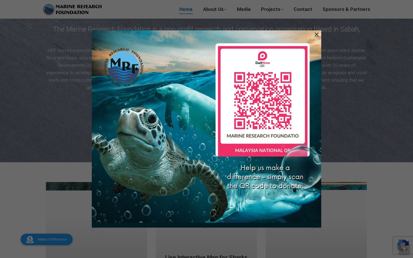 Screenshot der Website von Marine Research Foundation