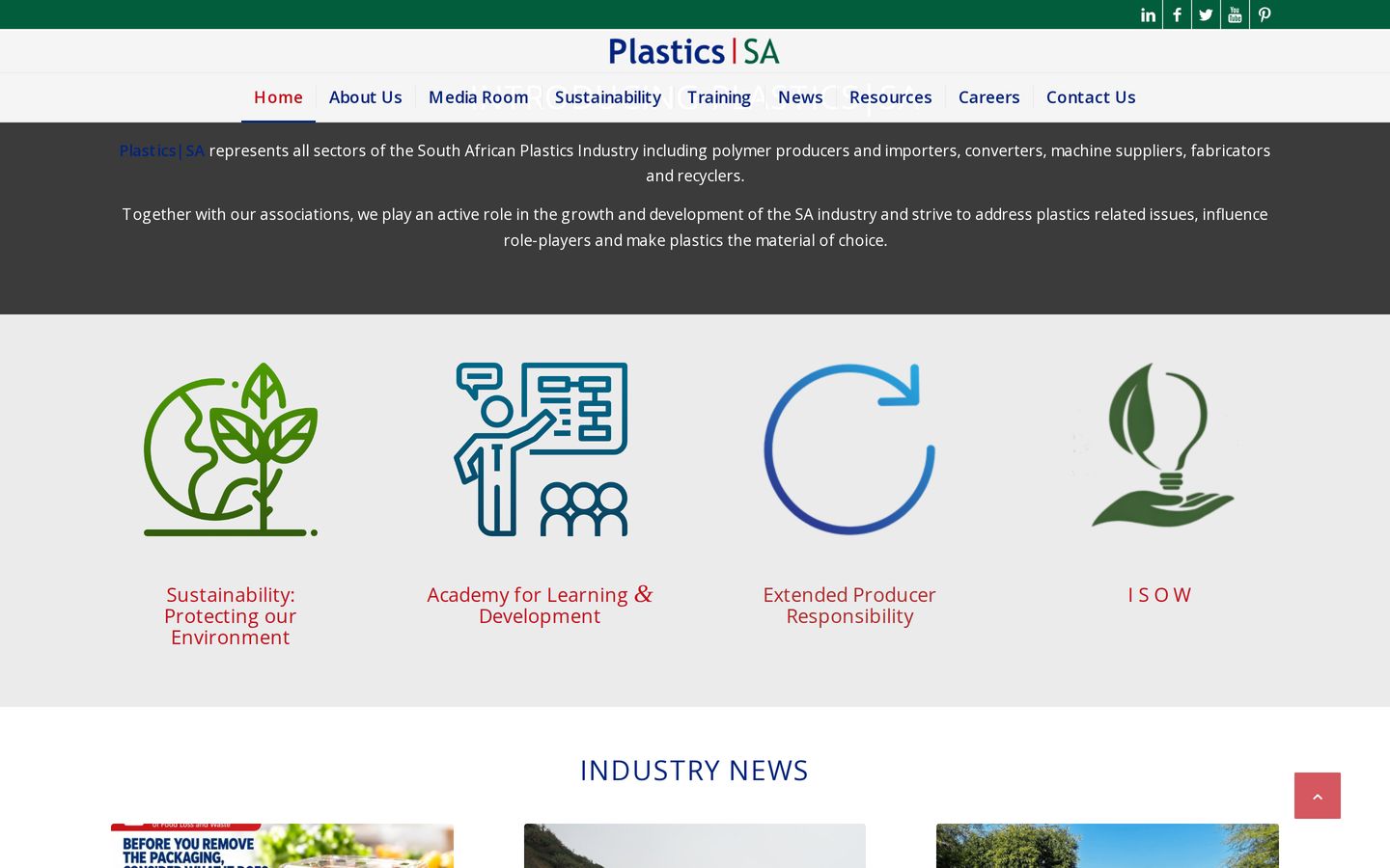 Screenshot der Website von Plastics SA