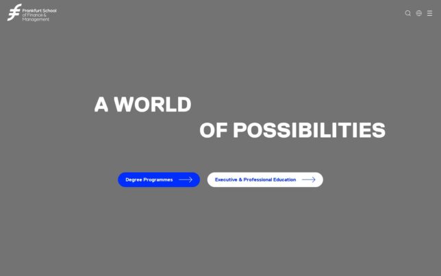 Screenshot der Startseite von Frankfurt School of Finance Management