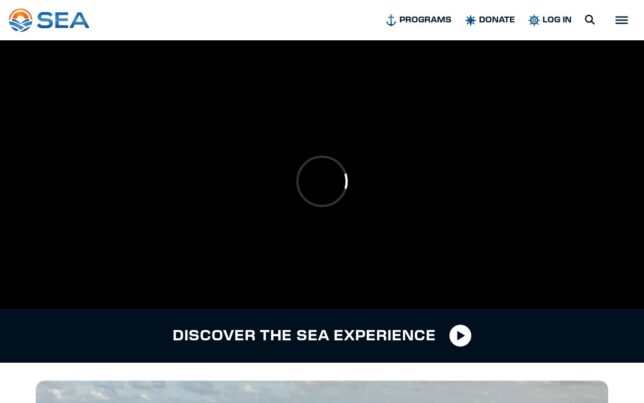 Screenshot der Startseite von Sea Semester