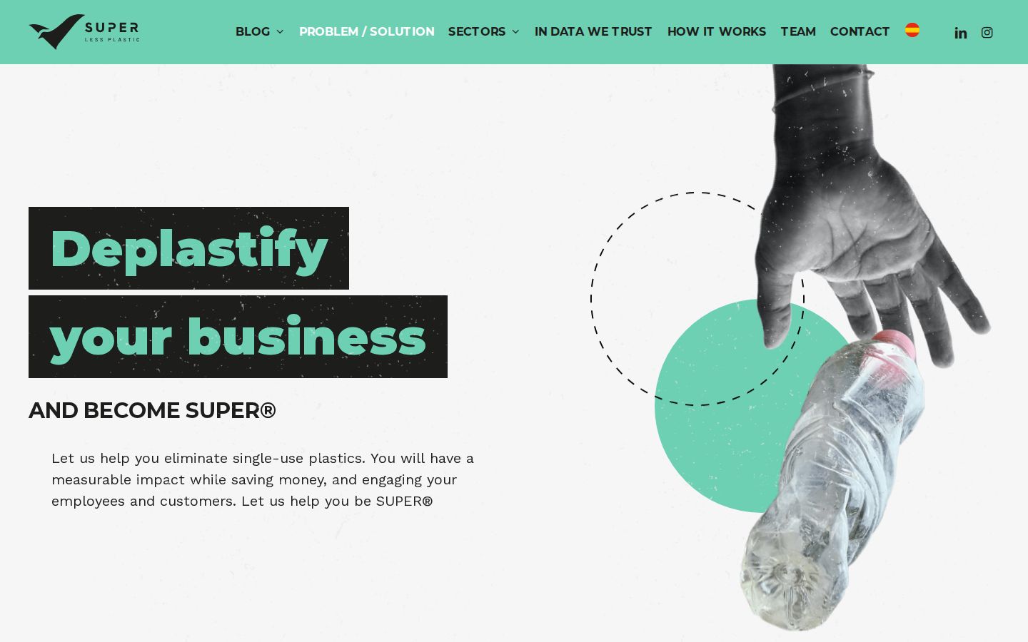 Screenshot der Startseite von Super Less Plastic