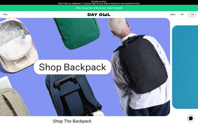 Screenshot der Startseite von Day Owl