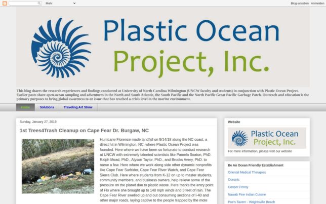 Screenshot der Startseite von The Plastic Ocean Project