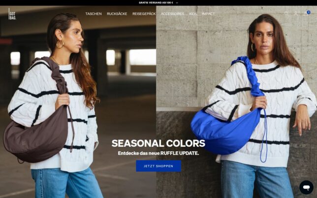Screenshot der Startseite von Got Bag