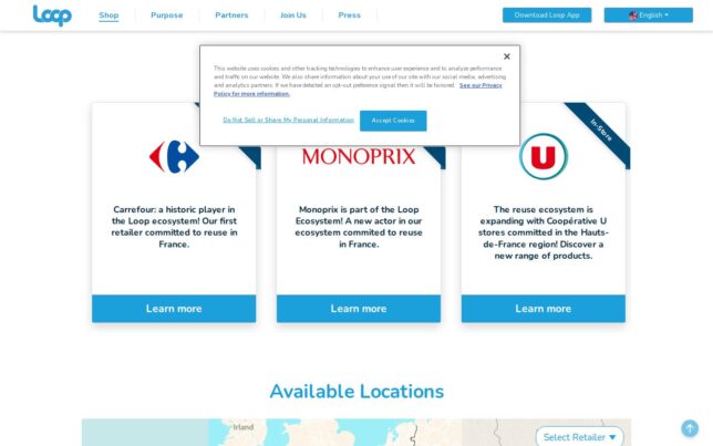 Screenshot der Startseite von Loop