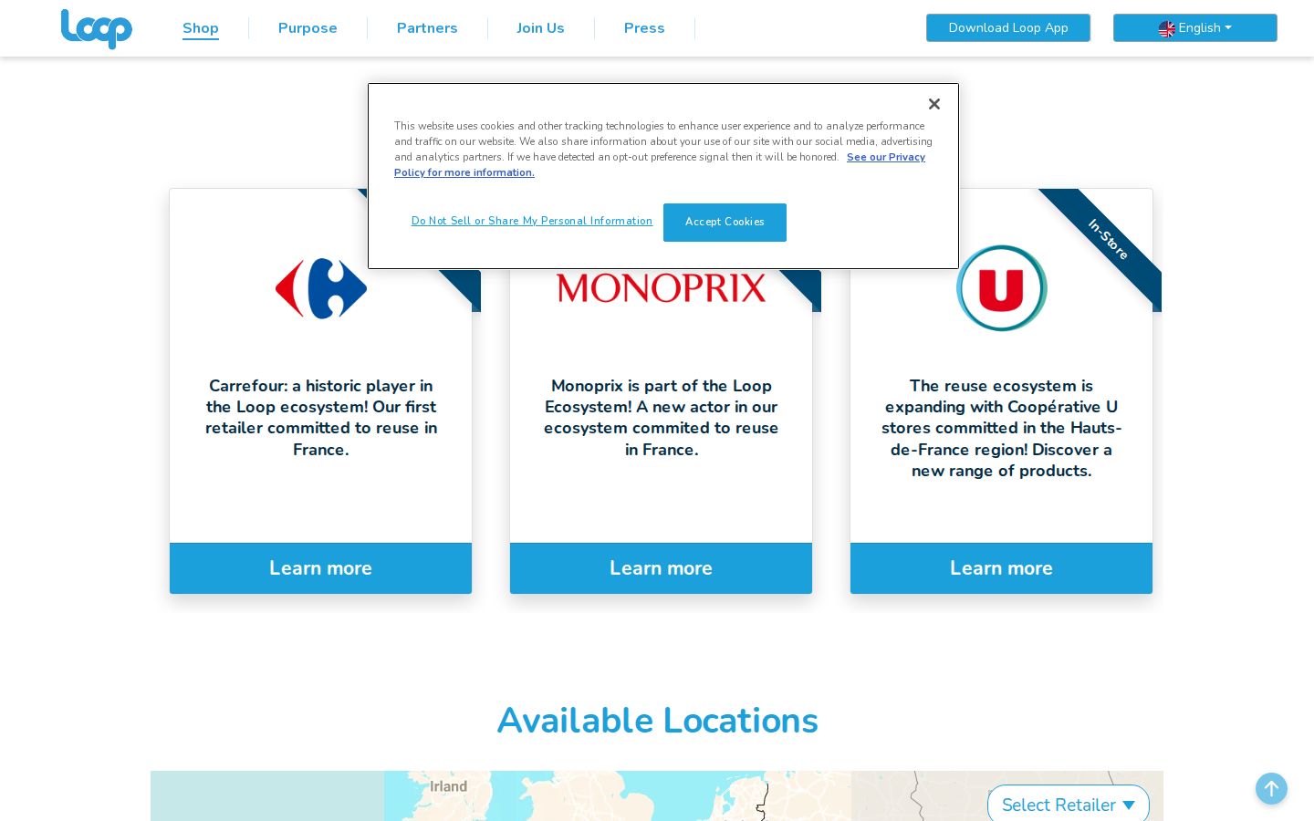 Screenshot der Startseite von Loop