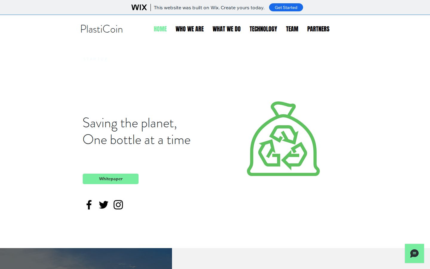Screenshot der Startseite von PlasticCoin