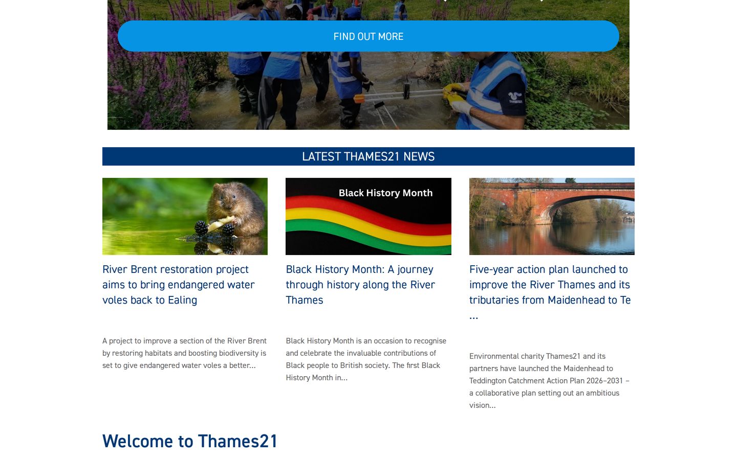 Screenshot der Website von Thames21